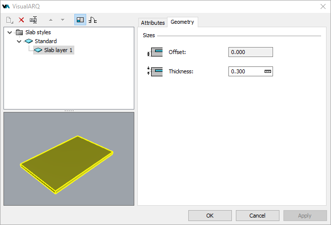 Slab Styles dialog